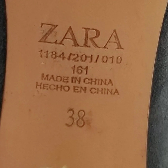 Zara Women Size 38 (US 7.5-8) Blue Suede Lazar Cut Slip On Closed Toe Pumps - Picture 4 of 12